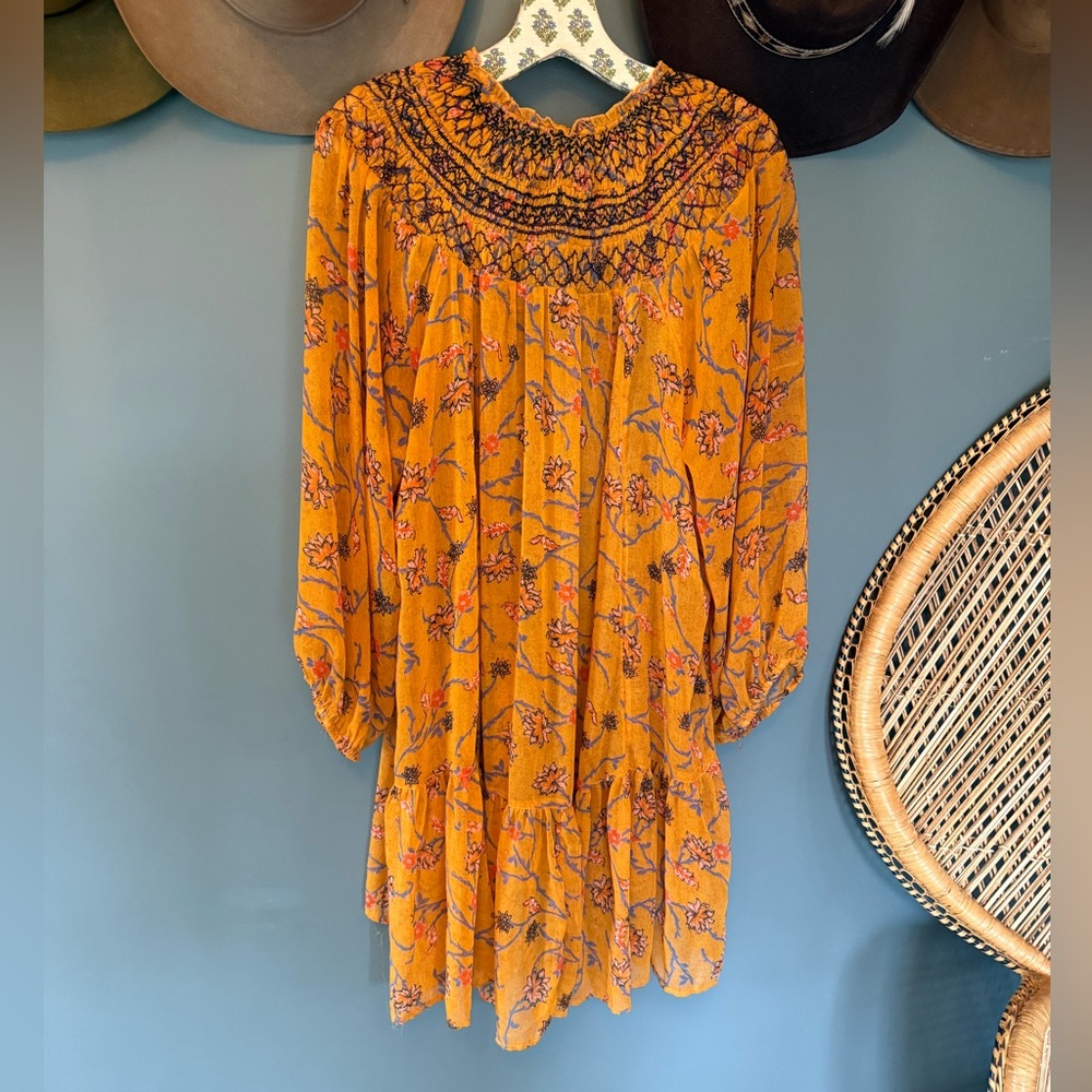 FREE PEOPLE mustard KEEPING UP WITH KARA tunic sz large - Picture 14 of 15